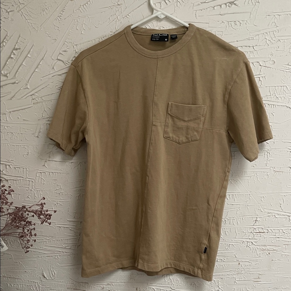 Frank & Oak Men's Beige Short Sleeve Tee